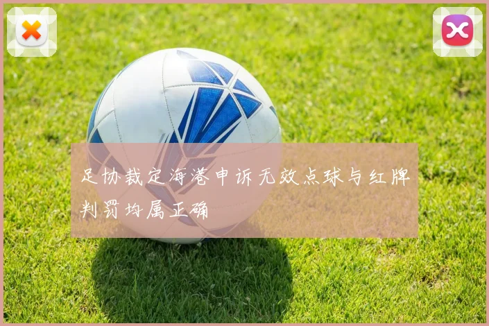 足协裁定海港申诉无效点球与红牌判罚均属正确